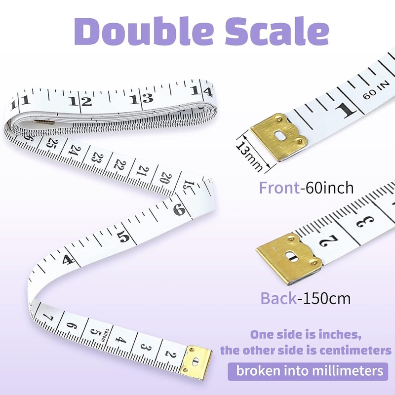 GliSun Soft Tape Measure 24 Pack Measuring Tape Bulk for Body Sewing Tailor Cloth Vinyl Measurement Craft Supplies,150cm/60inch Accurate Soft Double Scale Ruler-White - Image 2